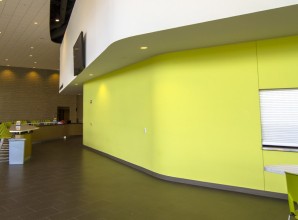 Bright yellow painted hall