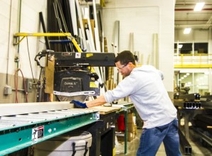 Commercial Glass Workers cutting glass